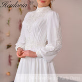 elegant heavy beading Muslim Wedding Dress long sleeve high neck bride dress plus size bride Wedding Gown AL-QK109